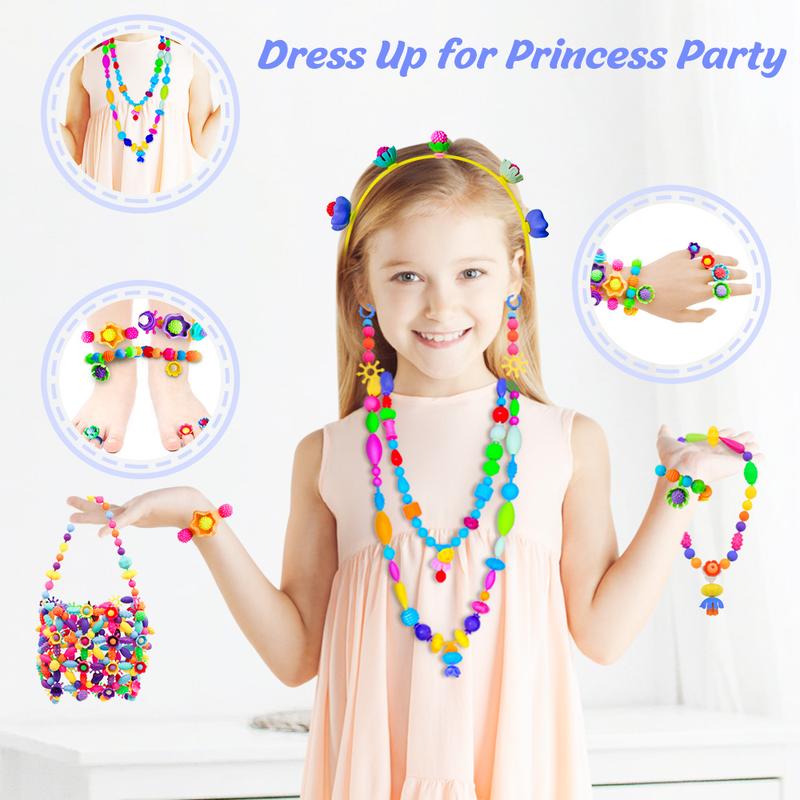 Pop Beads Jewelry Making Kit for Girls - Creative Arts and Crafts Set for Toddlers and Kids Age 3-8, DIY Necklace, Bracelet, and Ring Kit, Perfect Birthday Gift