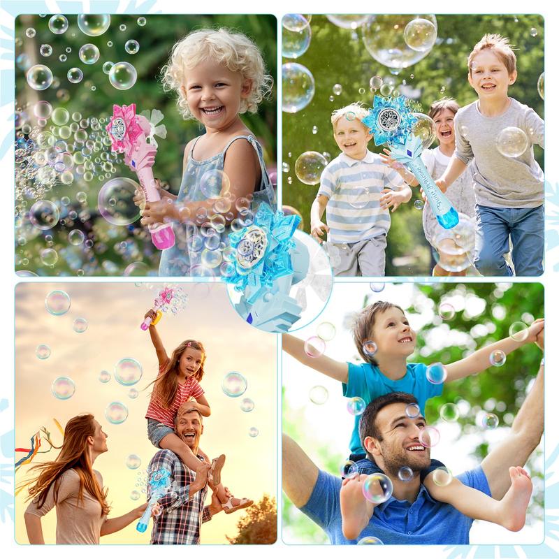 Bubble Wands for Kids Girls - Include 4 Bubble solution, Light Up LED & Sound Effect, Outdoor Party Birthday Windmill Bubble Machine Toys for Toddlers, Gift for Girls Age 3 4 5 6 7 8 Year Old