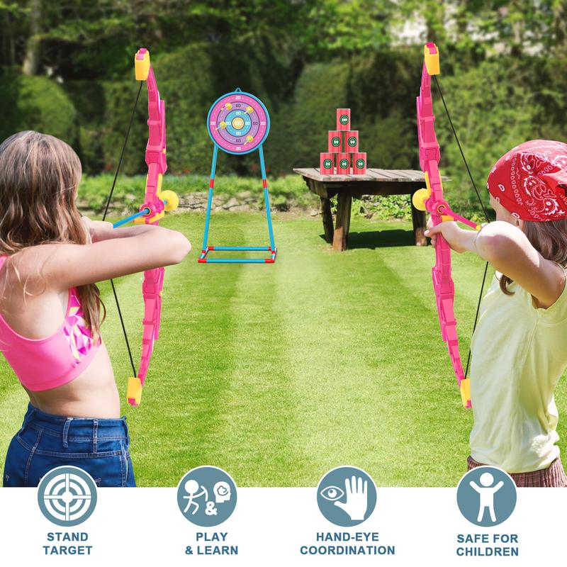 2 Pack Bow and Arrow Set for Kids, Light Up Archery Set with 14 Suction Cup Arrows, Archery Targets Outdoor Games for Kids Ages 4-8 8-12, Birthday Gifts Toys for 5 6 7 8 9 10 11 12 Year Old Boys Girls LED Flashlight LED Bow