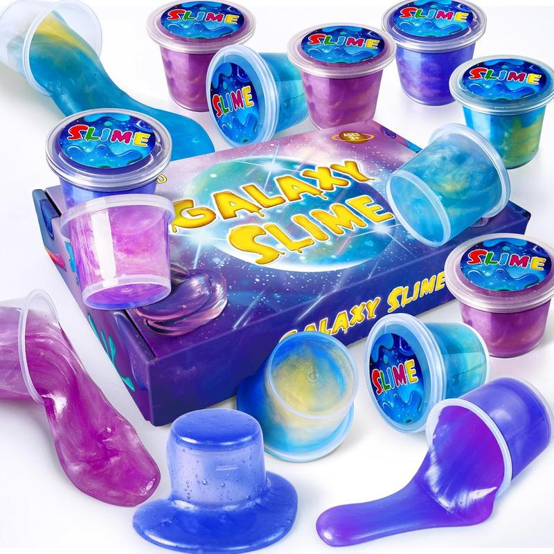 24 Pack Galaxy Slime Kit, Slime Party Favors for Kids, Stretchy & Non-Sticky Slime Pack, Slime Toy for Boys Girls 5-12