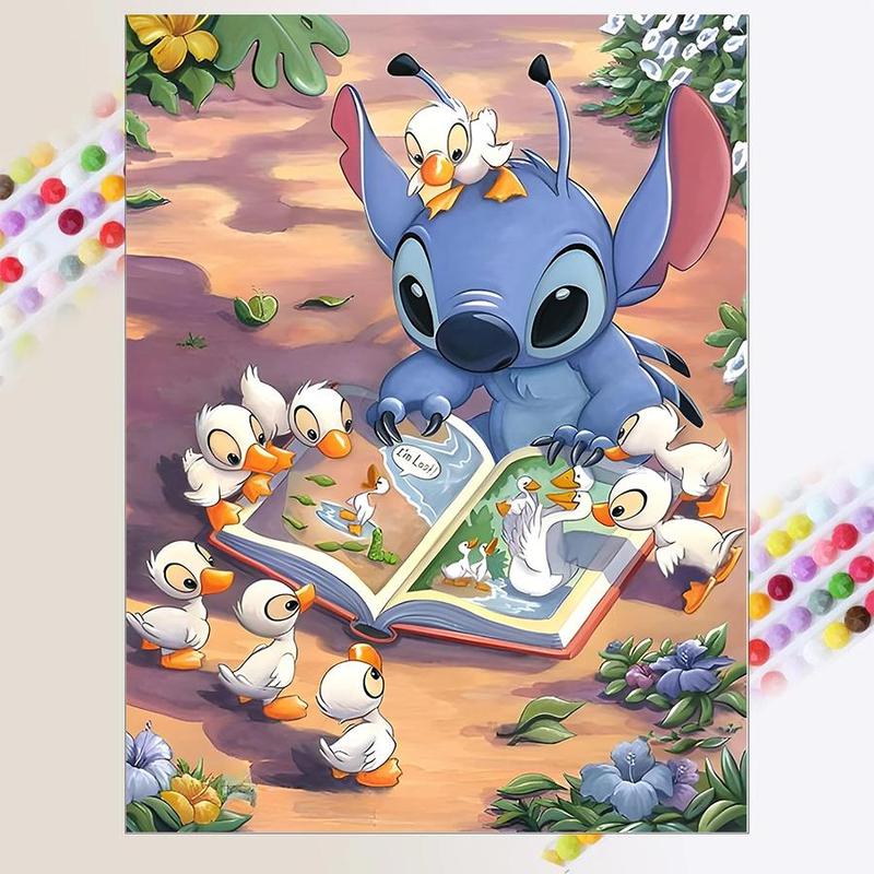 Disney Cartoon Stitch Pattern DIY Diamond Arts Colorful Painting Kit without Frame, DIY 5D Diamond Arts Colorful Painting for Bedroom Home Wall Decor