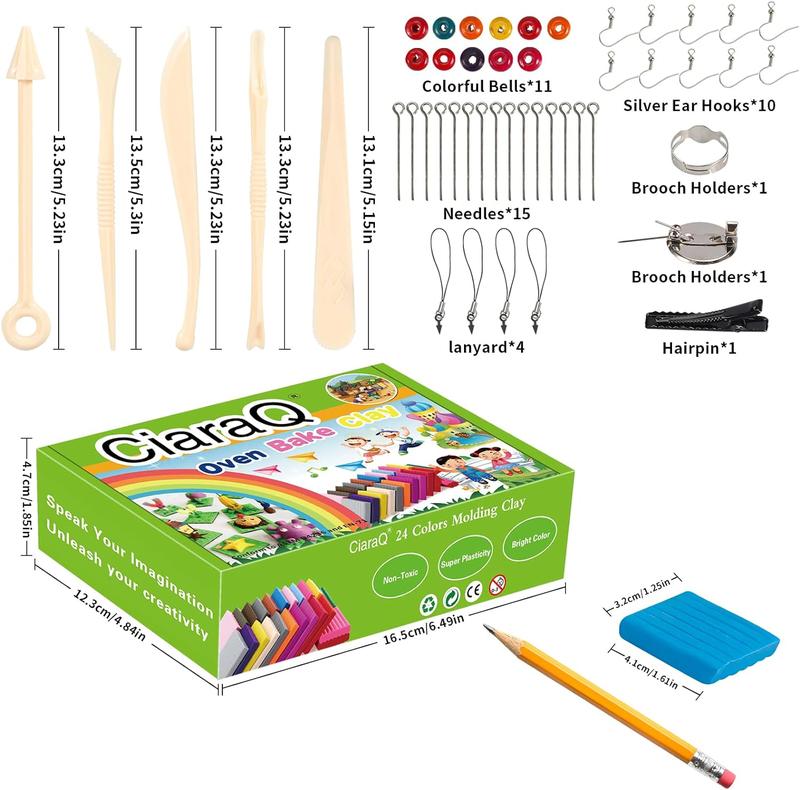 Polymer Clay-Oven Baked Modeling Clay with Sculpting Tools, 24 Colors, 1.2 lbs, Great Gift for Children and Artists.