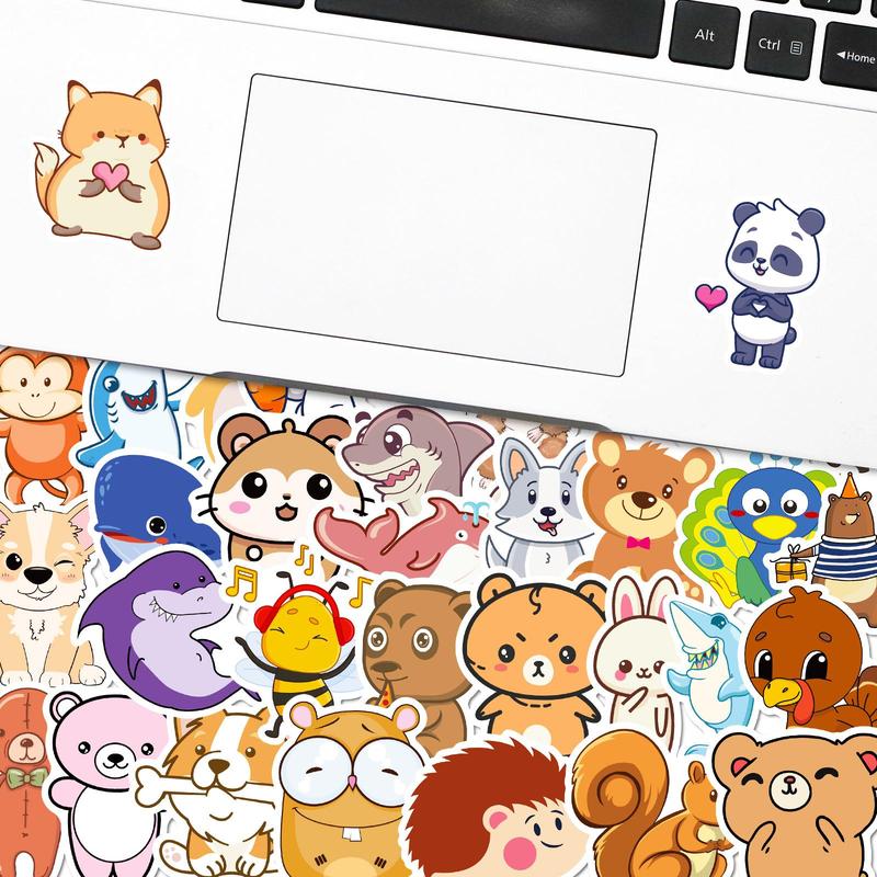 100pcs set Cartoon Animal Pattern Decor Sticker, Cute Waterproof Sticker for DIY Craft, Decoration, Hand Account