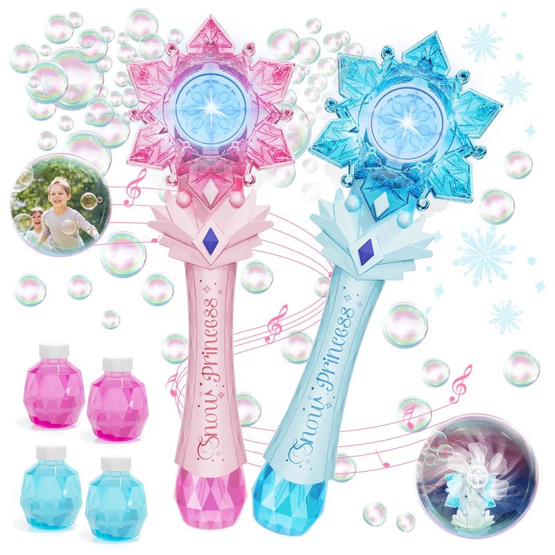 Bubble Wands for Kids Girls - Include 4 Bubble solution, Light Up LED & Sound Effect, Outdoor Party Birthday Windmill Bubble Machine Toys for Toddlers, Gift for Girls Age 3 4 5 6 7 8 Year Old