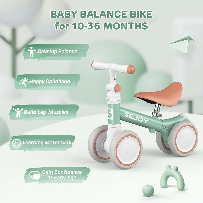 Balance Bike -  Balance Bike - 4 Wheels, 3 Years old still can use, Adjustable Seat - For Little Riders 3 Years  - First Bike, Birthday Gift - Ride, Balance, Grow, Smile!