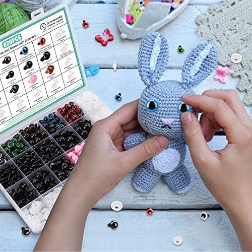 820pcs Safety Eyes and Noses for Crochet Animals, Assorted Size Crochet Eyes with Washers for Dolls Plushies Toys, Safety Eyes Animals Teddy Bear