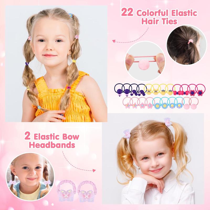 Christmas Gift 172Pcs Jewel Rings, Necklaces, Bracelets, Hair Ties, Hair Clips, Princess Dress Up Toys Pretend Play Set