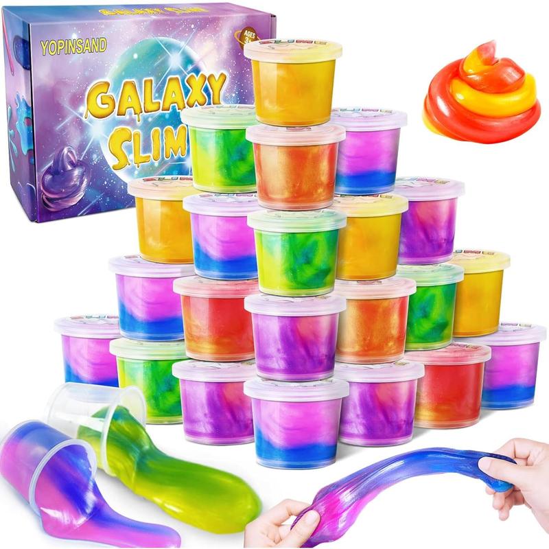 24 Pack Galaxy Slime Kit, Slime Party Favors for Kids, Stretchy & Non-Sticky Slime Pack, Slime Toy for Boys Girls 5-12