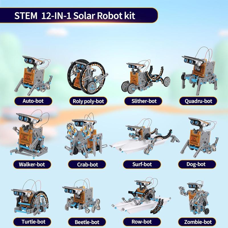 STEM Toys for Boys Ages 8-13, Solar Robot Science Kits for Kids Age 8-12, Educational Building Experiment Projects, Christmas Birthday Gifts for 9 10 11 14 Years Old Boy Girl Teen