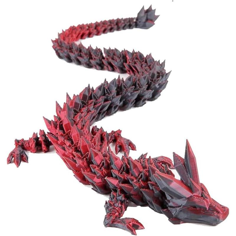 12inch 3D Printed Dragon Egg,Mystery Crystal Dragon Fidget Toys,Articulated Dragon,Home Desk Decor Easter Surprise Dinosaur Eggs,Adults Fidget Toys for Autism ADHD (Black Red)