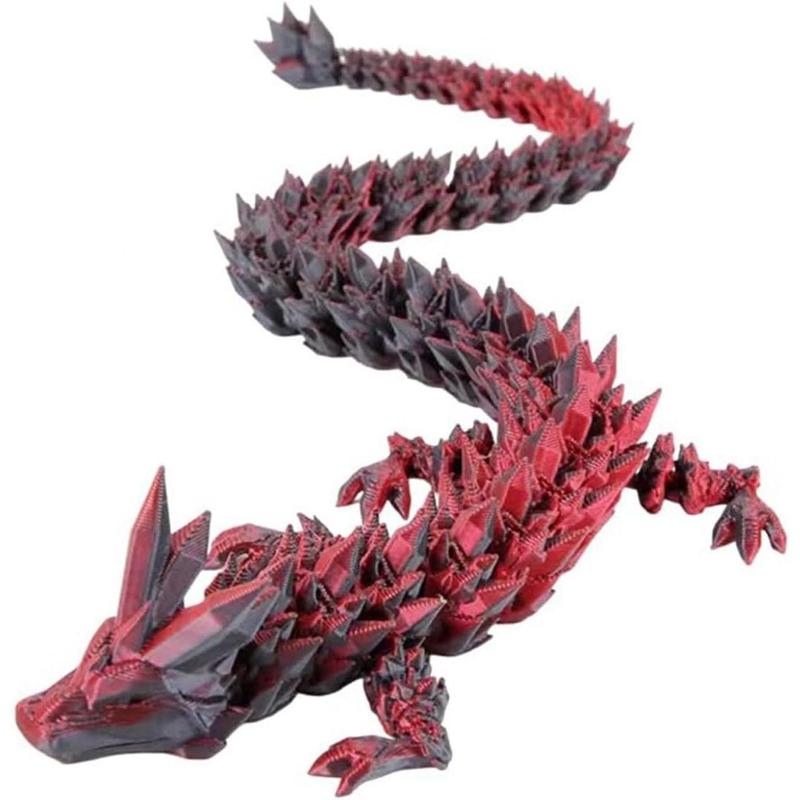 12inch 3D Printed Dragon Egg,Mystery Crystal Dragon Fidget Toys,Articulated Dragon,Home Desk Decor Easter Surprise Dinosaur Eggs,Adults Fidget Toys for Autism ADHD (Black Red)