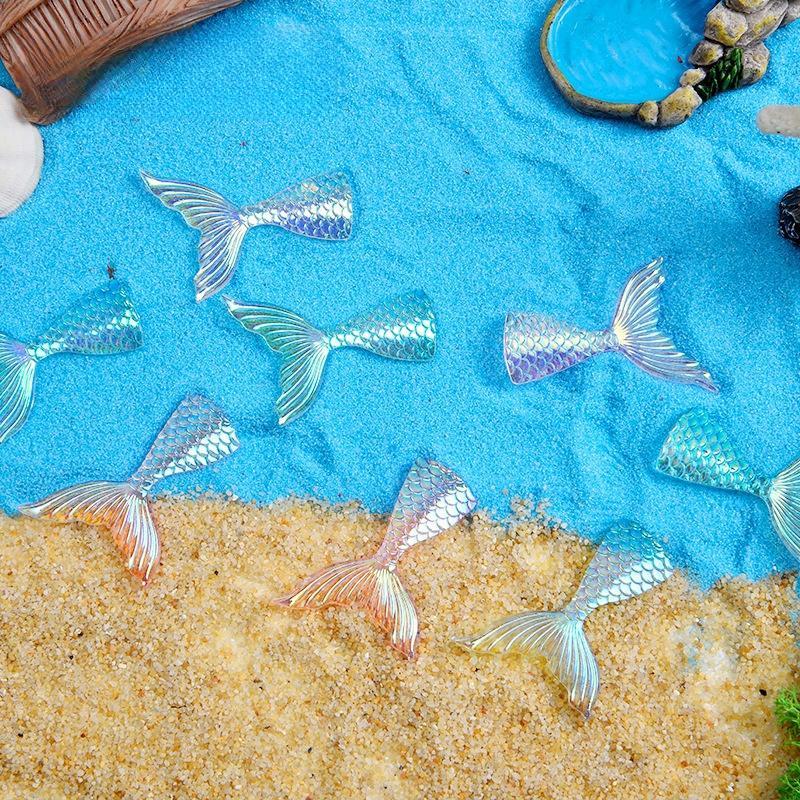 Mermaid Tail Shaped Resin Aquatic Decoration, 20pcs 50pcs Mermaid Tail Fish Tail Decoration, DIY Decorative Supplies for Fish Tank, Home, Phone Case, Fridge, Laptop