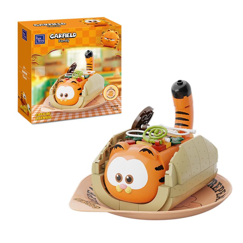 PANTASY Garfield Ultimate Taco Building Kit Foodie Series Taco Model with Garfield Figures Retro Cartoon Style Desktop Ornament Perfect Gift for Garfield Fans