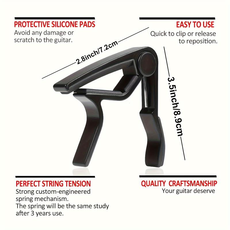 Guitar Capo with 5 Picks 0.75mm, Alloy Quick Change Clamp for Acoustic and Electric Guitars, Precision Control Easy Adjustment.