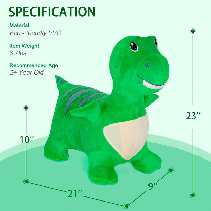 Bouncy Dinosaur Hopper Toys For 2 Year Old Boy, Toddler Plush Bouncing Animals, Kids Inflatable Hopping Horse, Ride On Rubber Bouncer, Indoor Outdoor Cool Birthday Gifts For 3 4 Yr Girl