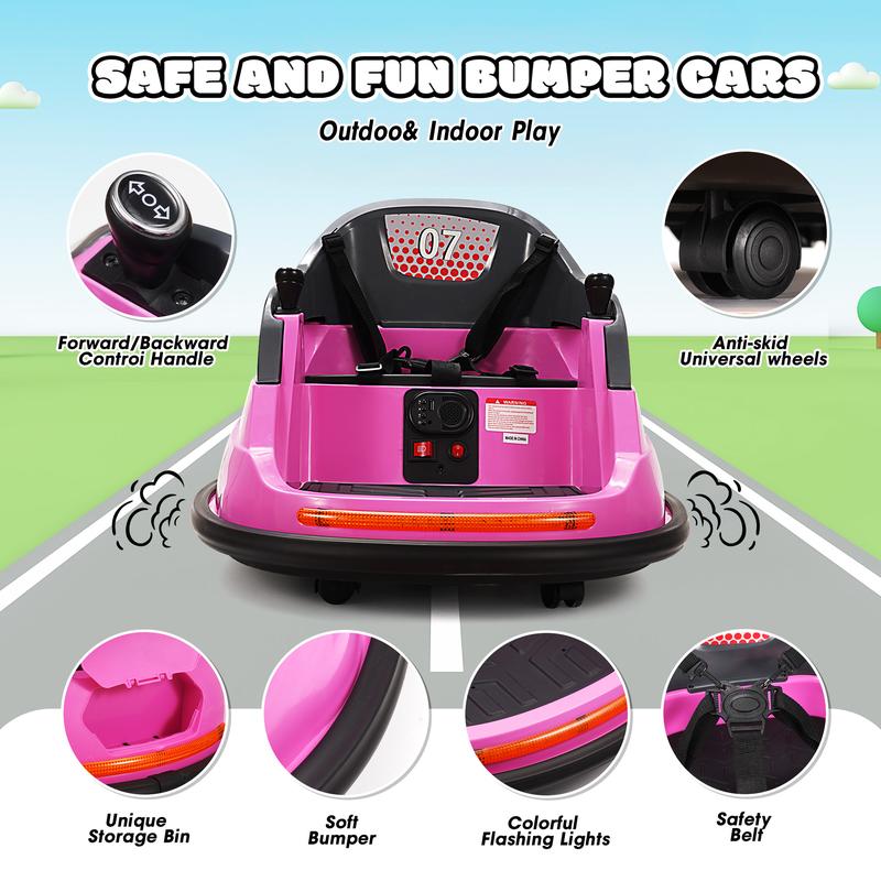 Bumper Cars for Toddlers Kids Electric Car 12V Ride on Car with Remote Control 360 Degree Spin LED Lights bike