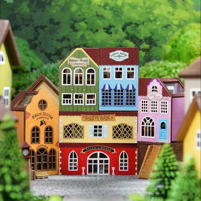 DIY Wooden House Kit, 1 Set Vintage Style Miniature House Kit, Wooden House Building Blocks Kit, 3D Wooden Craft Kit, Home Decoration Birthday Gift