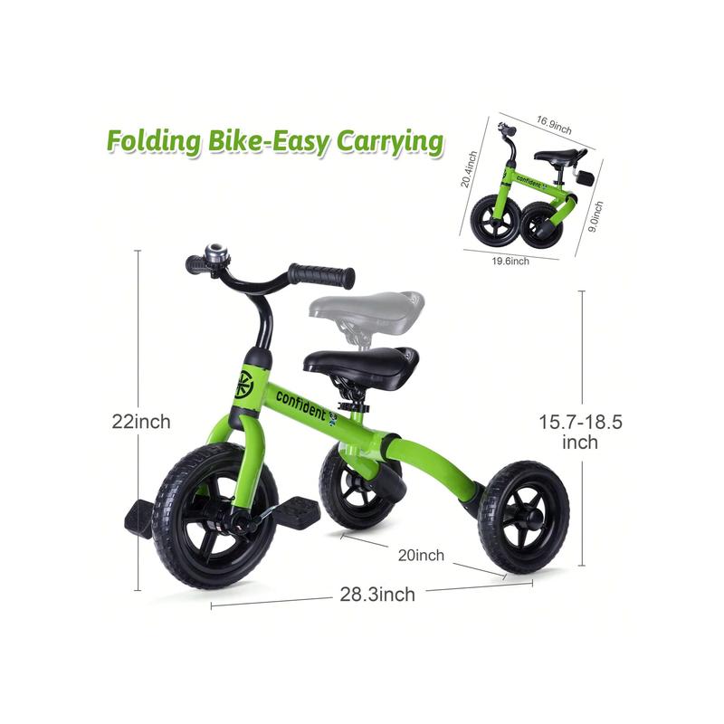 3 In 1 Tricycle For Toddlers Age 2-5 Years Old, Folding Toddler Bike Kids Balance Bikes With Adjustable Seat And Removable Pedal, Ride-On Toys For Infant, Gift For Baby Boys Girls Birthday