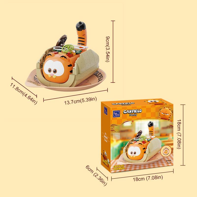 PANTASY Garfield Ultimate Taco Building Kit Foodie Series Taco Model with Garfield Figures Retro Cartoon Style Desktop Ornament Perfect Gift for Garfield Fans