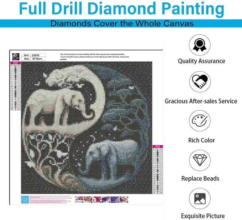 Diamond Painting Kits for Adults, Elephant 5d Diy Diamond Art Kits Full Drill