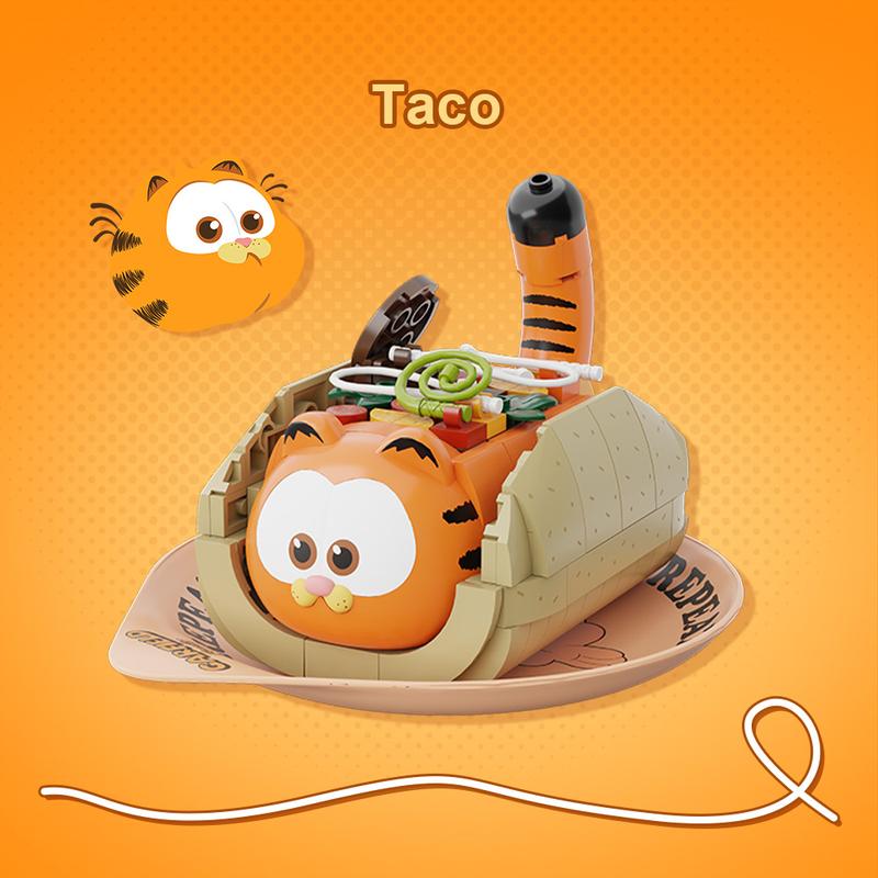 PANTASY Garfield Ultimate Taco Building Kit Foodie Series Taco Model with Garfield Figures Retro Cartoon Style Desktop Ornament Perfect Gift for Garfield Fans