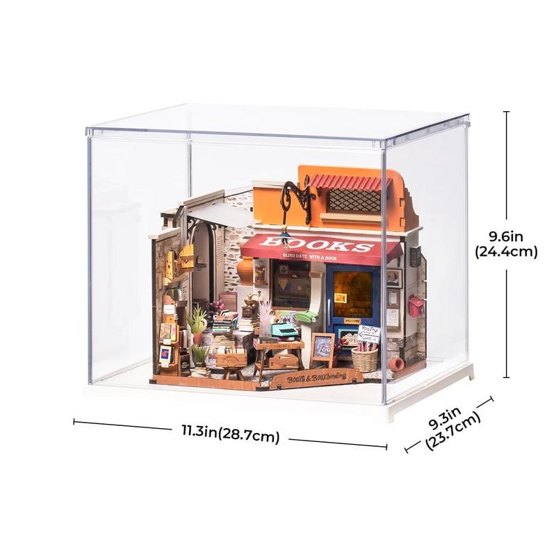 Rolife Miniature House Kit DIY Mini Dollhouse Corner Bookstore Tiny Store Making Kit with LED Wooden Craft Diorama Kit Decorative Hobby Unique Gift