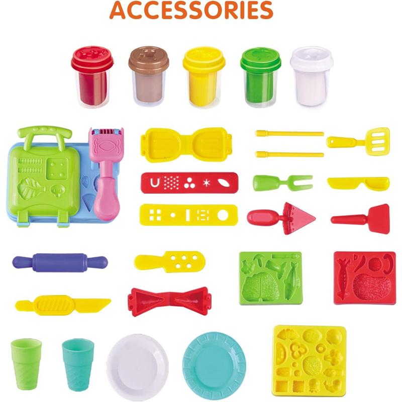 Kitchen Creations Delicious Restaurant Playdough Set,21 Accessories & 5 Cans Colors Play Kitchen Set, Playdough Sets for Kids Ages 4-8,Preschool Play Dough Cooking Toys,Kids Arts & Crafts Toy