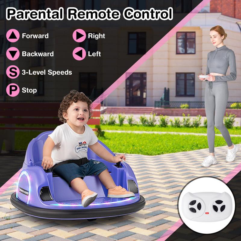 Exdeerjoy 12V Electric 360° Spin Car Toy Ride on Bumper Car for Toddlers w  Remote Control