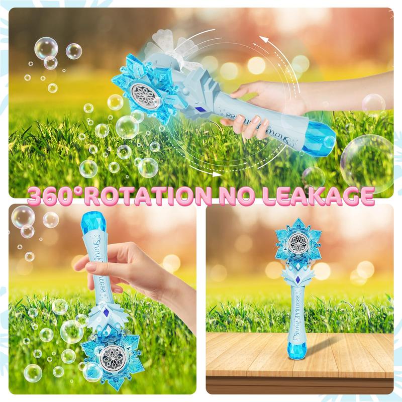 Bubble Wands for Kids Girls - Include 4 Bubble solution, Light Up LED & Sound Effect, Outdoor Party Birthday Windmill Bubble Machine Toys for Toddlers, Gift for Girls Age 3 4 5 6 7 8 Year Old