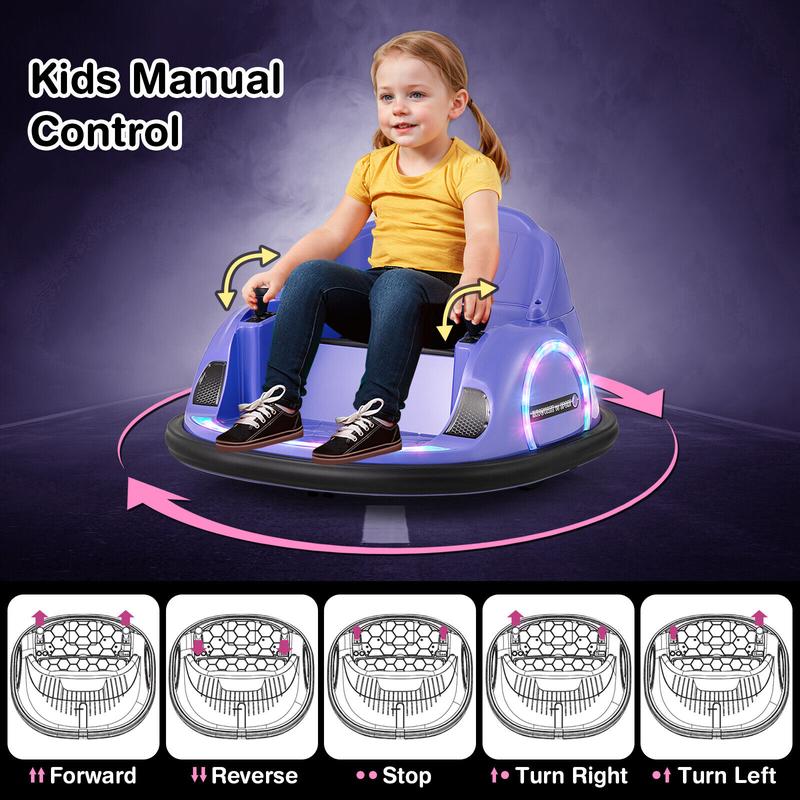 Exdeerjoy 12V Electric 360° Spin Car Toy Ride on Bumper Car for Toddlers w  Remote Control