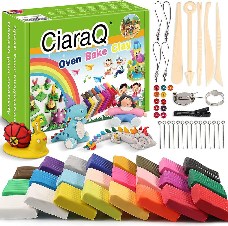 Polymer Clay-Oven Baked Modeling Clay with Sculpting Tools, 24 Colors, 1.2 lbs, Great Gift for Children and Artists.