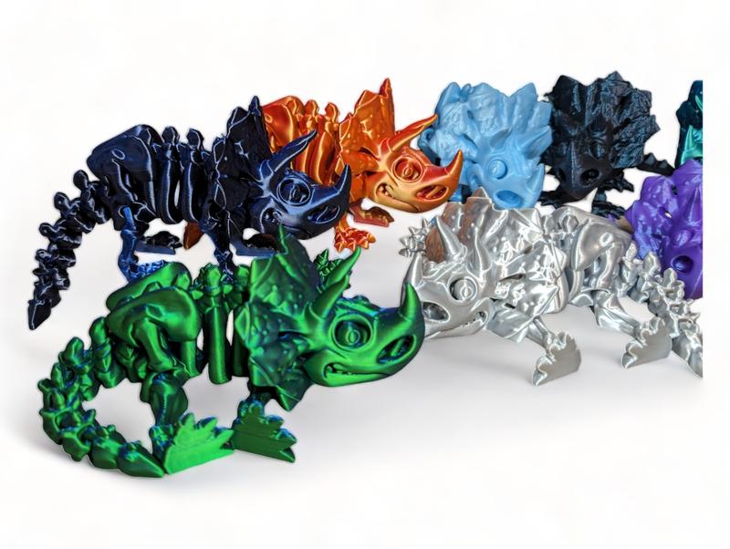 3D Printed Flexi Triceratops dinosaur - Excellent Fidget Sensory toy!