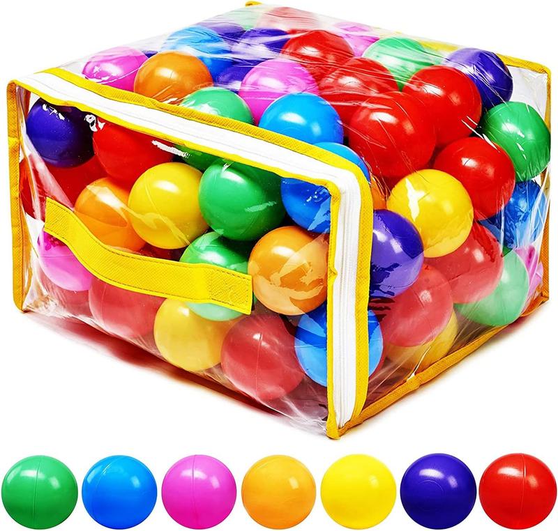 7 Colors Ball Pit Balls - Phthalate Free & BPA Free - Crush Proof & Reusable - Kids Play Toys with Storage Bag