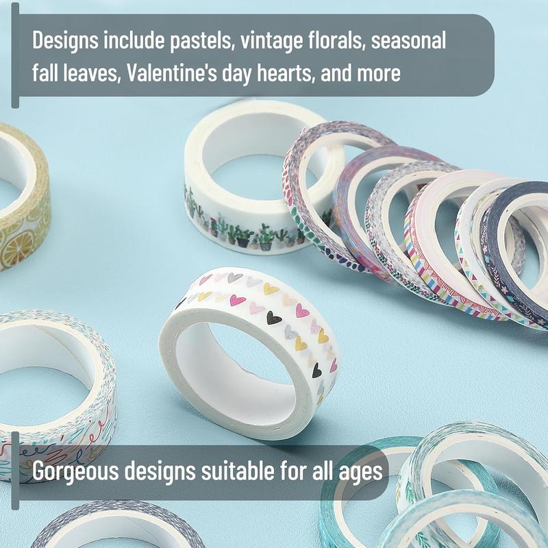 Washi Tape Set  21 Rolls  Decorative Cute Floral Washi Tape for Bible Journaling Bullet Journal Supplies