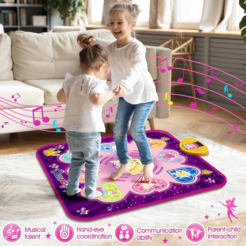 Dance Mat Toys for 3, 4, 5, 6, 7, 8+ Year Old Girls, Music Dancing Pad with 7 Game Modes, LED Lights, Built-in Music, Adjustable Volume, Birthday Gifts for 3-12 Years Old Girls