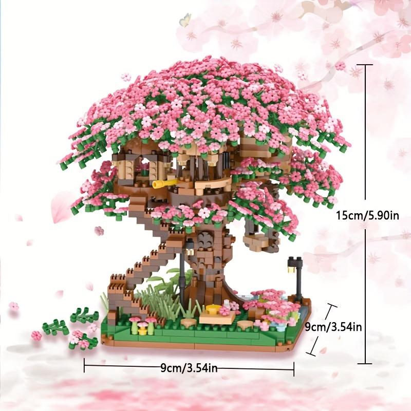 2008pcs Cherry Bonsai Tree Building Sets, Mini Building Blocks Of Cherry Blossom Bonsai Tree Kit, Mini Bricks, Sakura Tree House Toy, Halloween Thanksgiving Day Christmas Gift Easter Gift