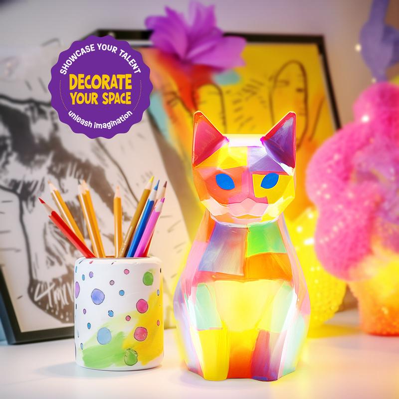 Paint Your Own Cat Lamp Kit, Art Supplies Arts & Crafts Kit, Painting kit for Kids 6-12, Arts and Crafts for Kids Ages 8-12, Toys Girls Boy Birthday Gift Ages 4 5 6 7 8 9 10 11 12+