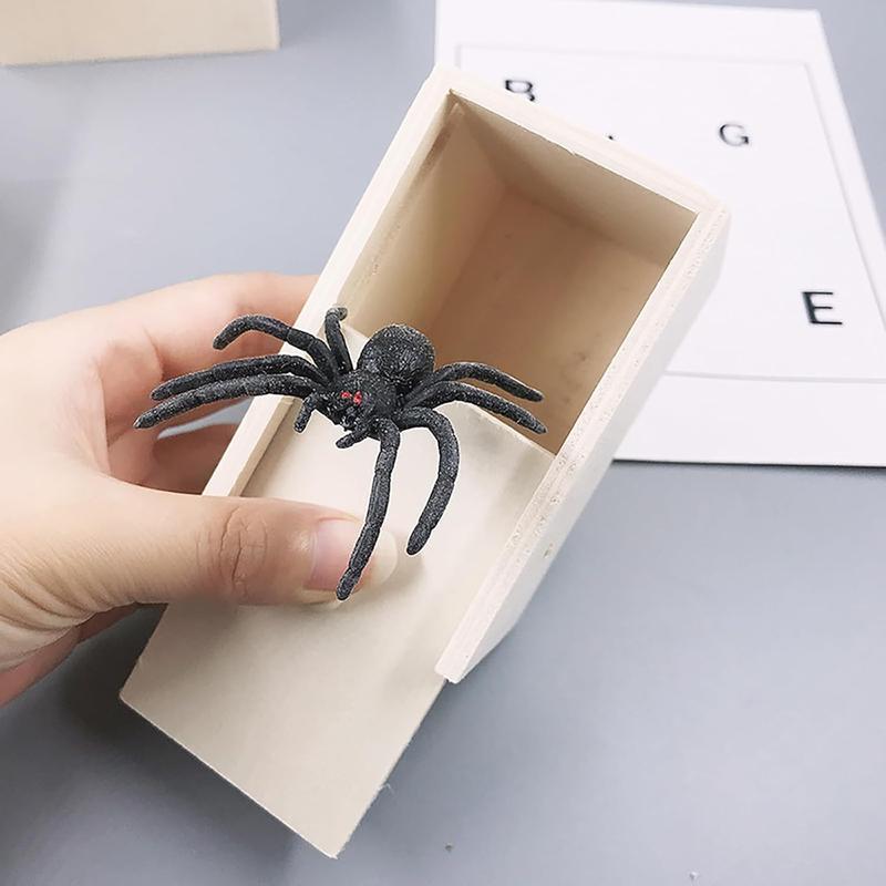 Rubber Spider Trick Box, Handmade WoodenTrick Surprise Box Spider Hidden in One Box TrickToys for Adults Pranks for AdultsStuff