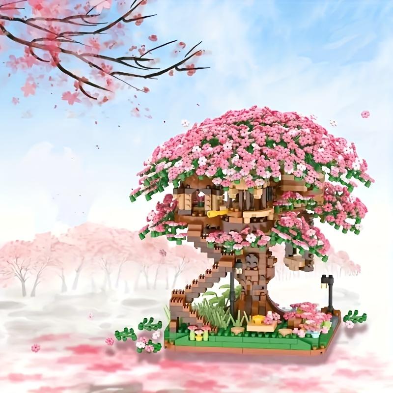 2008pcs Cherry Bonsai Tree Building Sets, Mini Building Blocks Of Cherry Blossom Bonsai Tree Kit, Mini Bricks, Sakura Tree House Toy, Halloween Thanksgiving Day Christmas Gift Easter Gift