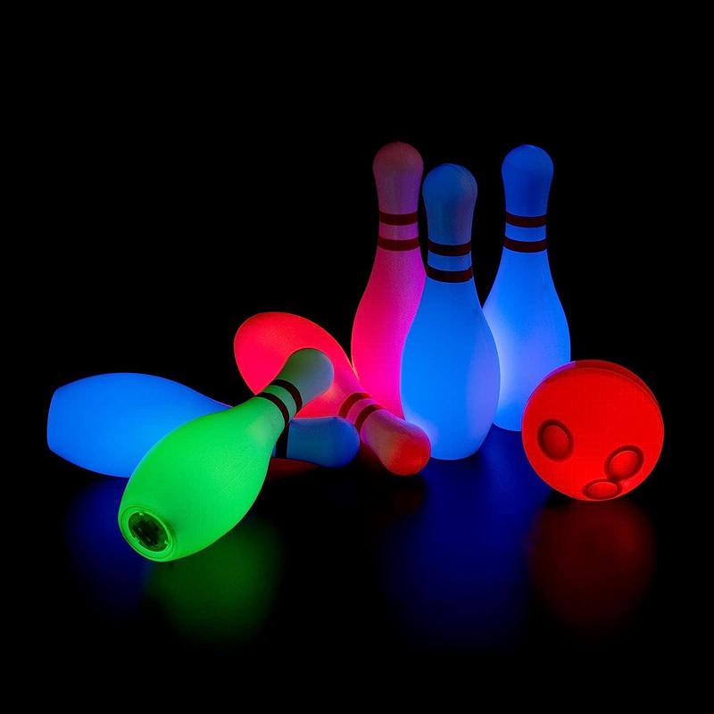 7 Pcs Light Up Kids Bowling Set, Includes 6 Pins and 1 Ball Kids Indoor & Outdoor Games for Boys Girls