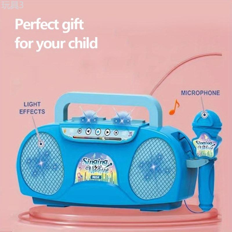 Portable Youngsters' Karaoke Machine with Lights - Pink Red Blue, Battery-Powered Music Toy for Ages 3+ | Perfect Birthday Gift