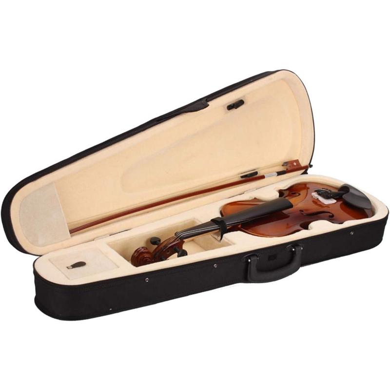 4 4 Acoustic Violin Set,Beginner Violin Vintage Solid Wood Violin Starter Kit with Carrying Case,Bow and Rosin (Natural)