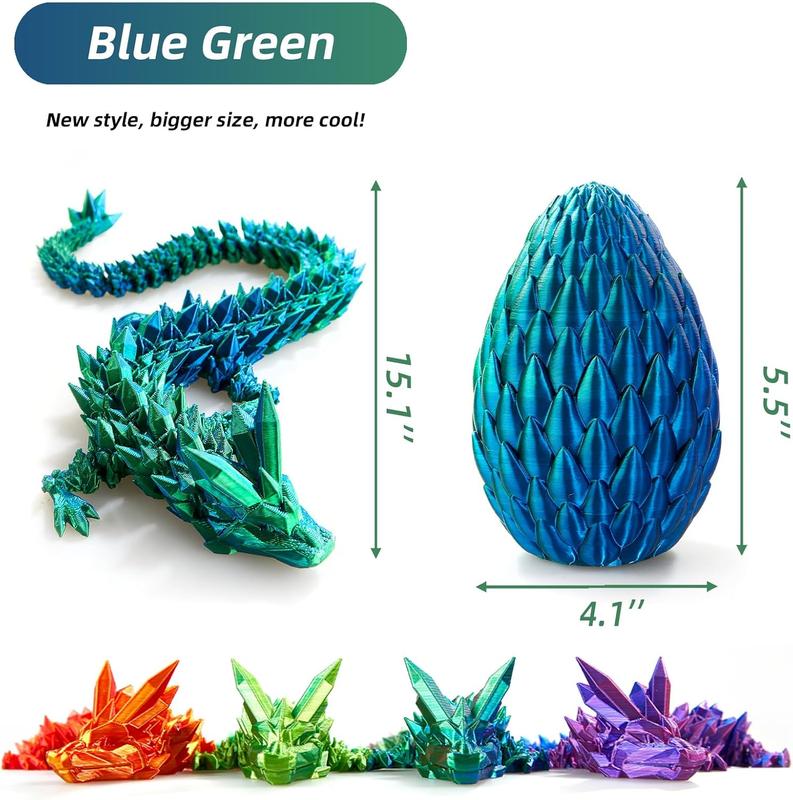 3D Printed Dragon Egg, Mystery Crystal Dragon Egg Fidget Toys Surprise, Easter Eggs Mythical Dragon Eggs with Dragon Inside, Articulated Crystal Fidget Toys for Kid