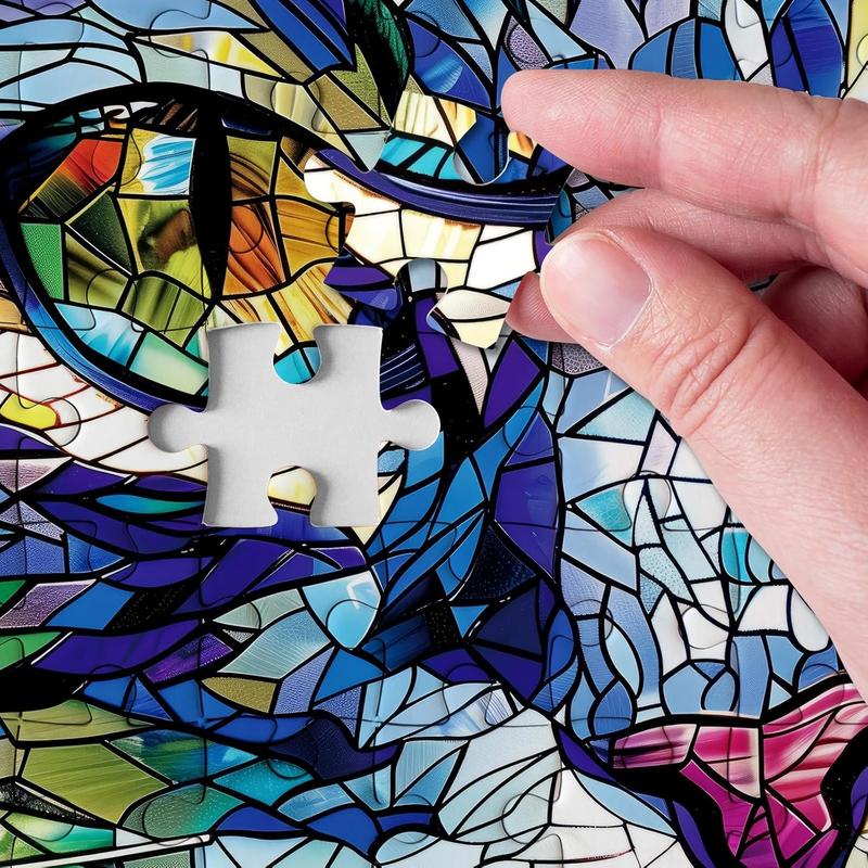 Stained Glass Puzzles Cat Puzzle 1000 count for Adults, Colorful Animal Puzzles 1000 count Funny Kitty Jigsaw Puzzle, Cute Cats Puzzle as Decor