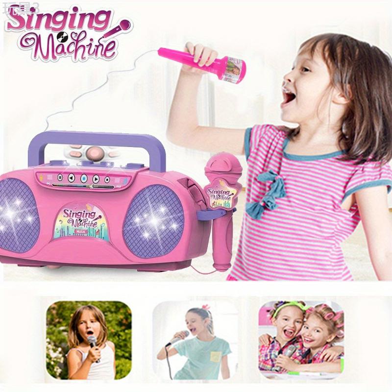 Portable Youngsters' Karaoke Machine with Lights - Pink Red Blue, Battery-Powered Music Toy for Ages 3+ | Perfect Birthday Gift