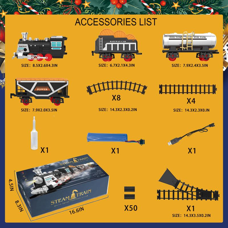 Train Set Train ToysElectric Rechargeable, Train Toys with 3 Smoke