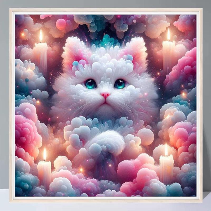 Cat Pattern DIY Diamond Arts Colorful Painting Kit without Frame, 5D Diamond Decor Painting by Numbers Kit, DIY Wall Art Decor