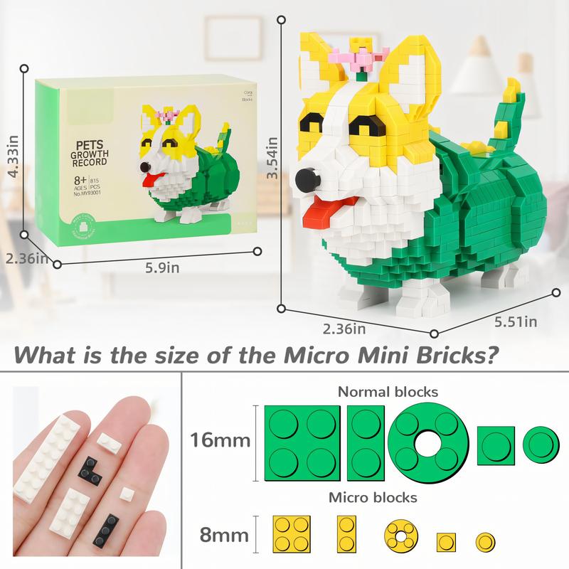 Nidonu-Cute Animal Corgi Dog Micro Mini Building Blocks, Micro Bricks Building Toys , Party for Kids 6+, Birthday Gift, Carnival Prizes 815 PCS