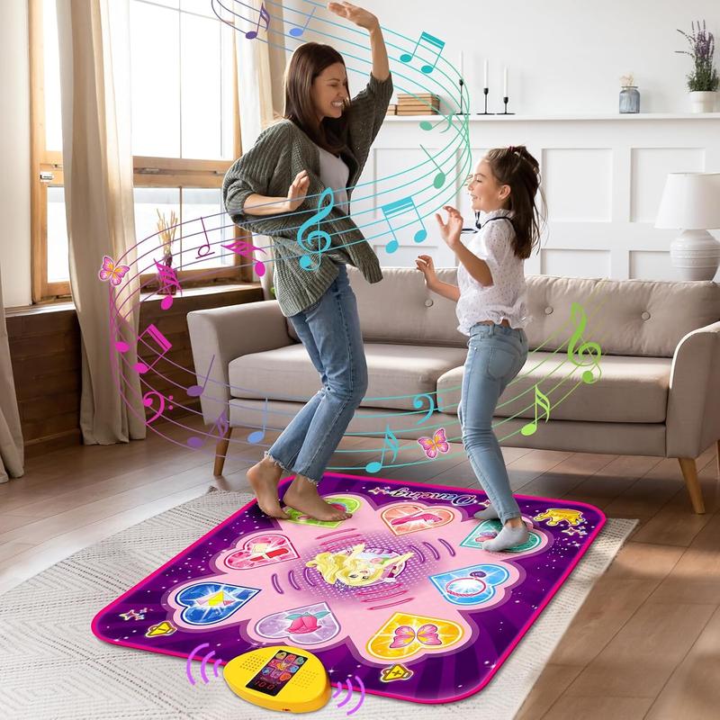 Dance Mat Toys for 3, 4, 5, 6, 7, 8+ Year Old Girls, Music Dancing Pad with 7 Game Modes, LED Lights, Built-in Music, Adjustable Volume, Birthday Gifts for 3-12 Years Old Girls