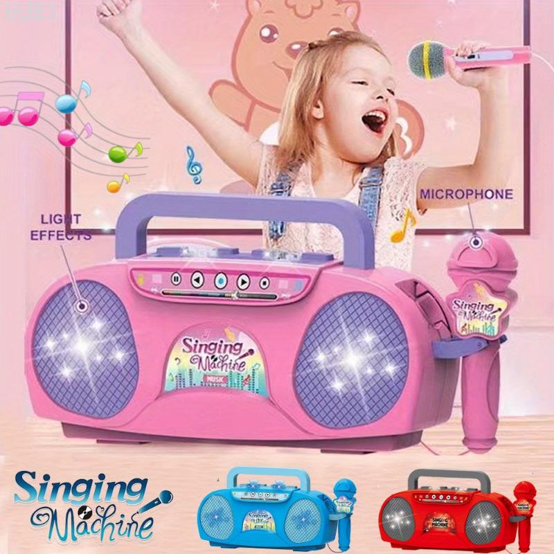 Portable Youngsters' Karaoke Machine with Lights - Pink Red Blue, Battery-Powered Music Toy for Ages 3+ | Perfect Birthday Gift